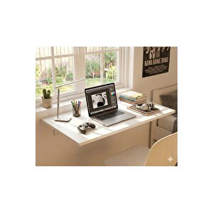 Lara Katlanır Duvar Çalışma Masası Mutfak Mutfak Hobi Balkon Masası Beyaz