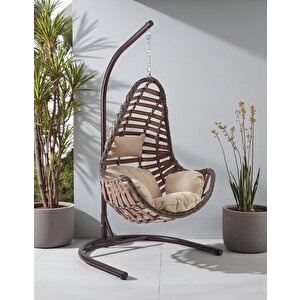 Tu Ti̇enda Seferihi̇sar Tek Ki̇şi̇li̇k Rattan Salıncak 135*135 Kahverengi
