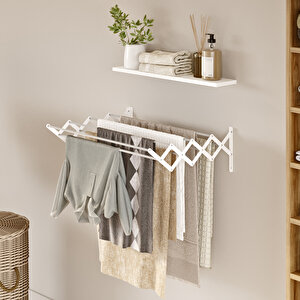 Akordion 70cm 9 Gözlü Çamaşır Kurutma Askısı Duvara Monte Katlanabilir Paslanmaz Kurutmalık Antrasit Antrasit