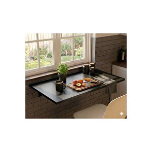 Lara Katlanır Duvar Çalışma Masası Mutfak Masası Balkon Masası Hobi Masası Siyah Siyah