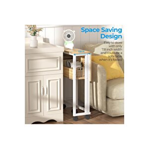 Sidney Kitaplık Raflı Katlanır Masa 70 Cm Tekerli Bilgisayar Masası Laptop Masası Atlantik Çam