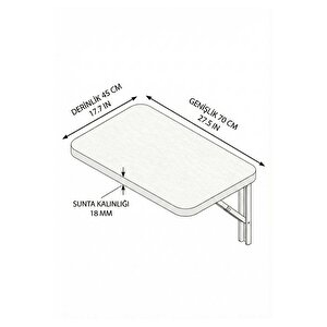 Lara Katlanır Duvar Çalışma Masası Mutfak Masası Hobi Balkon Masası Masası Atlantik Çam