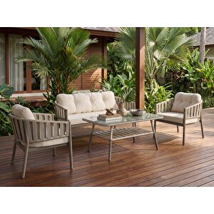 Galata 2+1+1+Masa(70x120) Bahçe Balkon Mutfak Takımı Krem