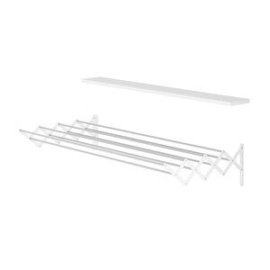 Akordion 120cm 9 Gözlü Çamaşır Kurutma Askısı Duvara Monte Katlanabilir Kurutmalık Beyaz Beyaz