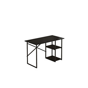 Vienna 2 Raflı Metal Ayak Çalışma Masası Laptop Masası Bilgisayar Masası 60x120cm Siyah- Siyah Siyah - Siyah