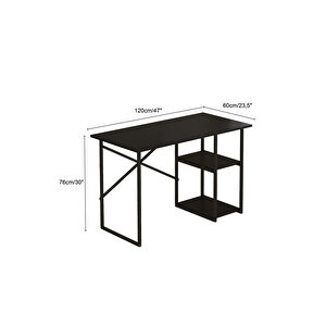 Vienna 2 Raflı Metal Ayak Çalışma Masası Laptop Masası Bilgisayar Masası 60x120cm Siyah- Siyah