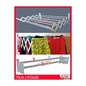 Akordion 70cm 9 Gözlü Çamaşır Kurutma Askısı Duvara Monte Katlanabilir Paslanmaz Kurutmalık Antrasit Antrasit