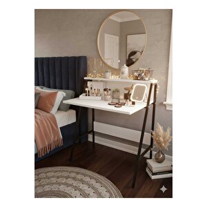 Piyano Beyaz Çalışma Masası Çocuk Masası Oyuncu Masası Mutfak Masası Makyaj Masası Çok Amaçlı Masa Beyaz-Siyah