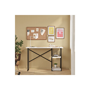 Vienna 2 Raflı Metal Ayak Çalışma Masası Laptop Masası Bilgisayar Masası 60x120cm Beyaz - Siyah Beyaz-Siyah