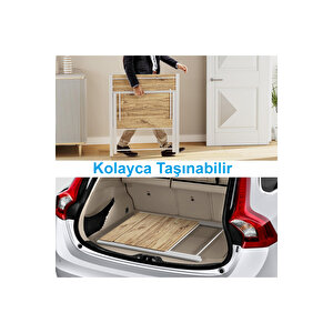 Bodo Metal Ayaklı Laptop Masası Katlanır Çalışma Masası Raflı Masa Katlanır Laptop Sehpası Beyaz Beyaz