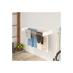 Belize 120cm 7 Borulu Duvara Monte Katlanabilir Çamaşır Kurutma Askısı Beyaz Beyaz