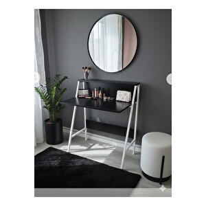 Piyano Siyah Çalışma Masası Modern Tasarım İç Raflı Ve Üst Raflı Çok Amaçlı Masa