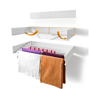 Belize 70cm 5 Gözlü Çamaşır Kurutmalık Duvara Monte Iç Ve Dış Mekan Paslanmaz Beyaz Beyaz