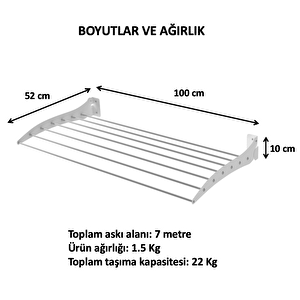 Roma 100 Cm Çamaşır Kurutma Askısı Duvara Monte Katlanabilir Kurutmalık Antrasit