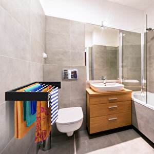 Belize 100cm Kurutmalık Çamaşır Askısı Duvara Monte Katlanabilir Çamaşırlık Antrasit