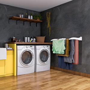 Roma 70cm Çamaşır Kurutma Askısı Duvara Monte Katlanabilir Kurutmalık Beyaz Beyaz