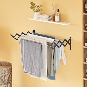 Akordiyon 100 Cm 9 Gözlü Duvara Monte Katlanabilir Çamaşır Kurturma Askısı Antrasit Antrasit