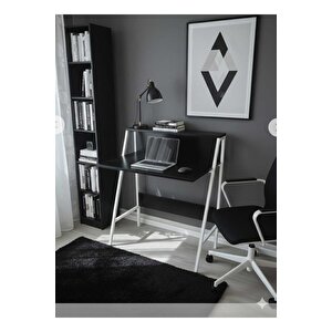 Piyano Siyah Çalışma Masası Modern Tasarım İç Raflı Ve Üst Raflı Çok Amaçlı Masa