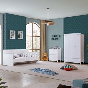Royale Çocuk Odası Takımı, Flora Karyola, 3 Kapaklı Dolap, Şifonyer