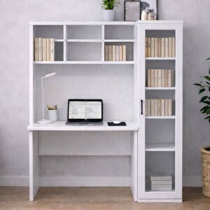 Çalışma Masası, Merisa Çalışma Masası, Cam Kapaklı Kitaplık