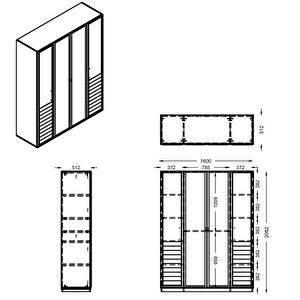 Gardırop, Vela 4 Kapaklı Aynalı Dolap