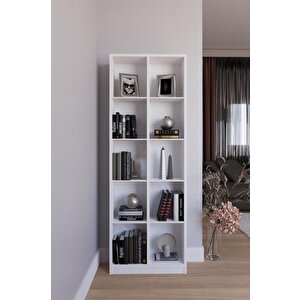 Piramit Kitaplık Çok Amaçlı Kitaplık-beyaz