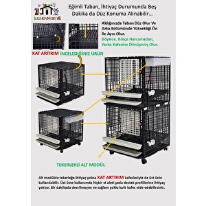 Kat Artirim 62cm X 62cm X 62cm Tavuk, Bantam, Piliç, Keklik, Ördek, Yumurta Eğimli Kafes Lgn60_tve_ka