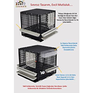 Kat Artirim 62cm X 62cm X 62cm Tavuk, Bantam, Piliç, Keklik, Ördek, Yumurta Eğimli Kafes Lgn60_tve_ka