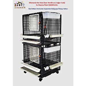 Kat Artirim 62cm X 62cm X 62cm Tavuk, Bantam, Piliç, Keklik, Ördek, Yumurta Eğimli Kafes Lgn60_tve_ka