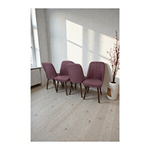 Hasa 4 Adet Sandalye – Ahşap Ayaklı, Ergonomik, Rahat Oturumlu Modern Mutfak Ve Yemek Sandalyesi Kahverengi