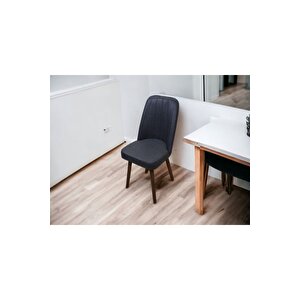 Mutfak Sandalyesi Yemek Odası Sandalyesi 6 Adet Antrasit Gri Pinoteks Boyalı Ayaklı Antrasit Gri