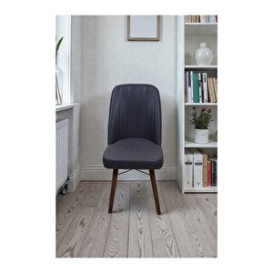 Hasa 6 Adet Sandalye – Ahşap Ayaklı, Ergonomik, Rahat Oturumlu Modern Mutfak Ve Yemek Sandalyesi Antrasit
