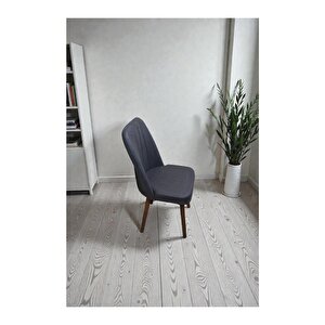 Hasa 6 Adet Sandalye – Ahşap Ayaklı, Ergonomik, Rahat Oturumlu Modern Mutfak Ve Yemek Sandalyesi Antrasit
