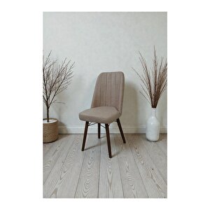 Hasa 6 Adet Sandalye – Ahşap Ayaklı, Ergonomik, Rahat Oturumlu Modern Mutfak Ve Yemek Sandalyesi Cappuccino