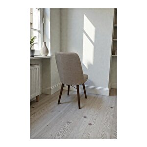 Hasa 6 Adet Sandalye – Ahşap Ayaklı, Ergonomik, Rahat Oturumlu Modern Mutfak Ve Yemek Sandalyesi Cappuccino