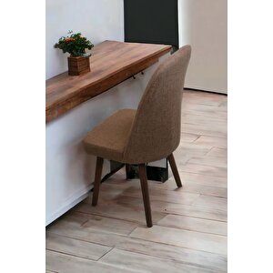 Mutfak Sandalyesi Yemek Odası Sandalyesi 6 Adet Açık Kahve Pinoteks Boyalı Ayaklı Açık Kahve