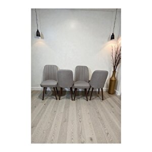 Hasa 4 Adet Sandalye – Ahşap Ayaklı, Ergonomik, Rahat Oturumlu Modern Mutfak Ve Yemek Sandalyesi Krem