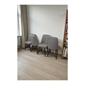 Hasa 4 Adet Sandalye – Ahşap Ayaklı, Ergonomik, Rahat Oturumlu Modern Mutfak Ve Yemek Sandalyesi Krem