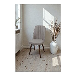 Hasa 6 Adet Sandalye – Ahşap Ayaklı, Ergonomik, Rahat Oturumlu Modern Mutfak Ve Yemek Sandalyesi Krem