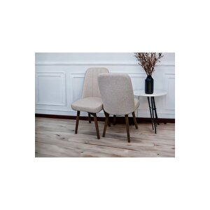 Karba 2 Adet Ahşap Pinoteks Ayaklı Üst Kalite Mutfak Sandalyesi, Yemek Sandalyesi, Salon Sandalyesi Açık Krem