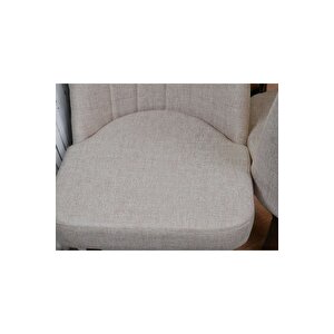 Karba 2 Adet Ahşap Pinoteks Ayaklı Üst Kalite Mutfak Sandalyesi, Yemek Sandalyesi, Salon Sandalyesi Açık Krem