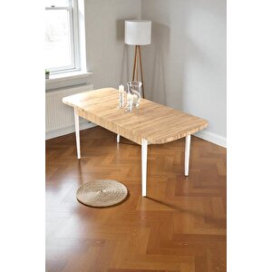 Mura Meşe 80x132 Açılabilir Mdf Masa Yemek Odası Takımı, Mutfak Takımı 6 Adet Sandalye