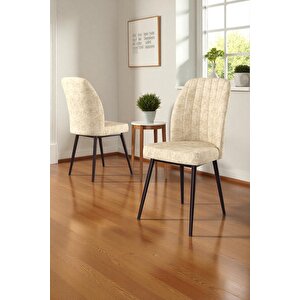 Bara Siyah Mermer 80x132 Açılabilir Sunta Masa Yemek Odası Takımı, Mutfak Takımı 6 Adet Sandalye Krem