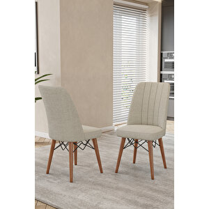 Karba Ceviz 80x132 Açılabilir Sunta Masa Yemek Odası Takımı, Mutfak Takımı 6 Adet Sandalye Krem