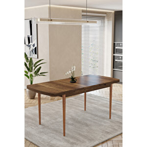 Karba Ceviz 80x132 Açılabilir Sunta Masa Yemek Odası Takımı, Mutfak Takımı 6 Adet Sandalye Krem