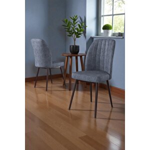 Bara Siyah Mermer 80x132 Açılabilir Sunta Masa Yemek Odası Takımı, Mutfak Takımı 4 Adet Sandalye Antrasit