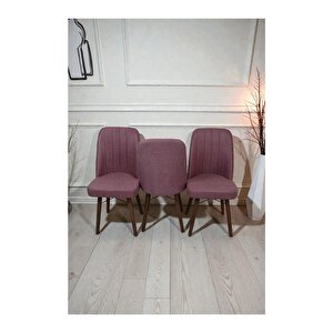 Hasa 3 Adet Sandalye – Ahşap Ayaklı, Ergonomik, Rahat Oturumlu Modern Mutfak Ve Yemek Sandalyesi Pembe