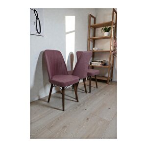 Hasa 3 Adet Sandalye – Ahşap Ayaklı, Ergonomik, Rahat Oturumlu Modern Mutfak Ve Yemek Sandalyesi Pembe