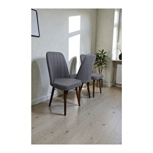 Hasa 3 Adet Sandalye – Ahşap Ayaklı, Ergonomik, Rahat Oturumlu Modern Mutfak Ve Yemek Sandalyesi Gri