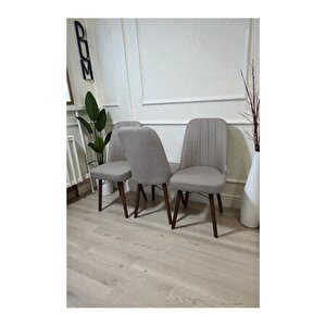 Hasa 3 Adet Sandalye – Ahşap Ayaklı, Ergonomik, Rahat Oturumlu Modern Mutfak Ve Yemek Sandalyesi Krem